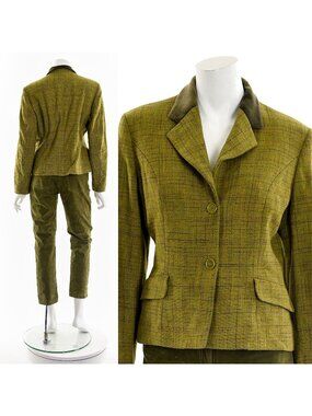 Pea Green Tweed Woolen Jacket